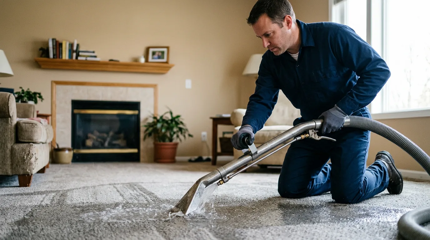 Water damage restoration technician working near Brockton, PA